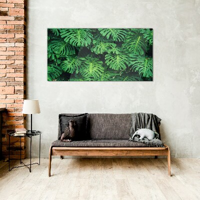 Tropical Leaf Mosaic Glass Print