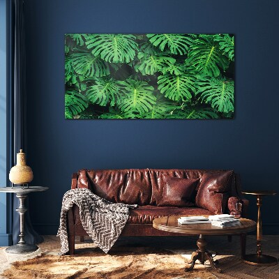 Tropical Leaf Mosaic Glass Print