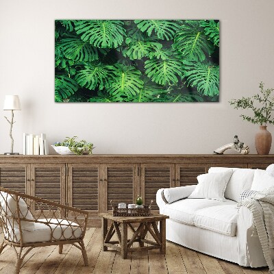 Tropical Leaf Mosaic Glass Print