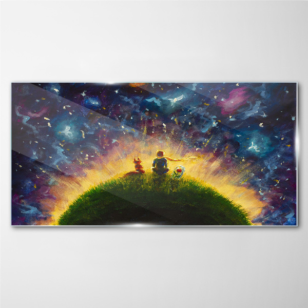 Space journey in the sunlight Glass Print