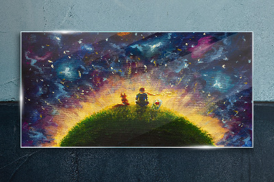 Space journey in the sunlight Glass Print
