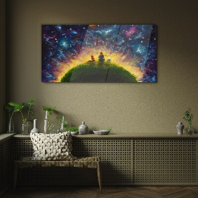 Space journey in the sunlight Glass Print