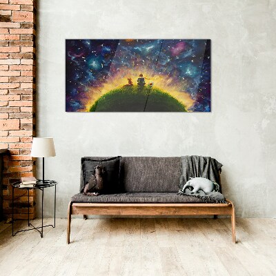 Space journey in the sunlight Glass Print