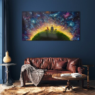 Space journey in the sunlight Glass Print