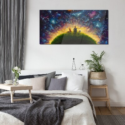 Space journey in the sunlight Glass Print