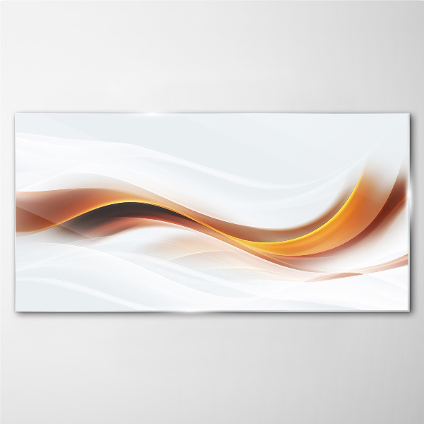 Waves of warm tones Glass Print