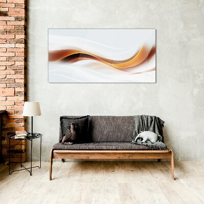 Waves of warm tones Glass Print