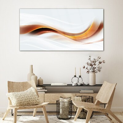Waves of warm tones Glass Print