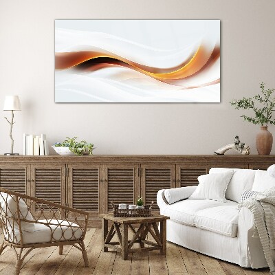 Waves of warm tones Glass Print