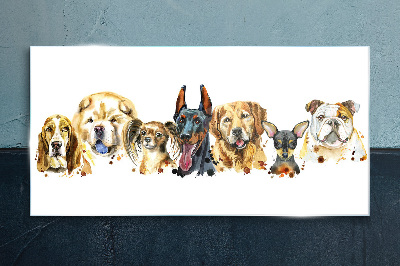 Painting animals dogs Glass Print
