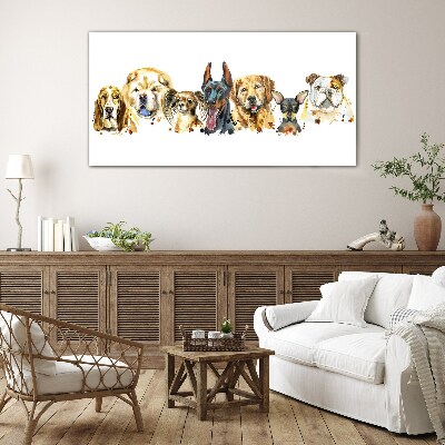 Painting animals dogs Glass Print