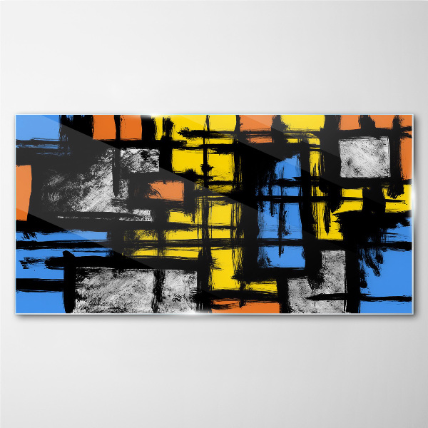 Abstract composition of colors Glass Wall Art