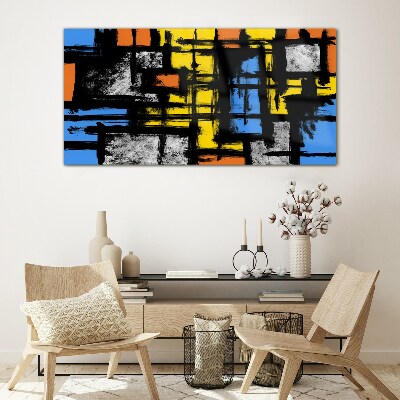 Abstract composition of colors Glass Wall Art