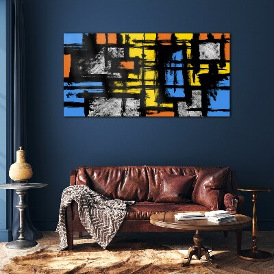 Abstract composition of colors Glass Wall Art