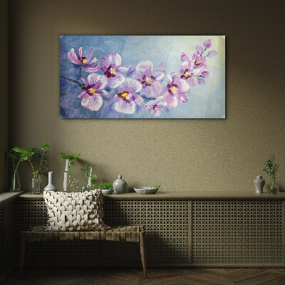 Abstract painting flowers Glass Print