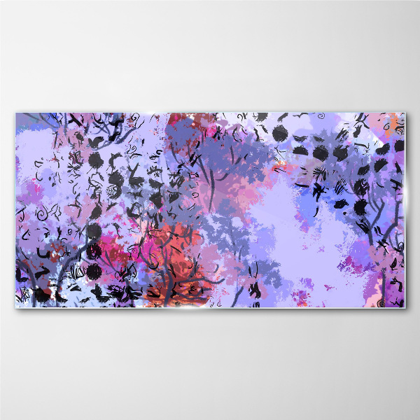 Abstract landscape with a Japanese accent Glass Print