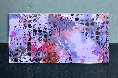 Abstract landscape with a Japanese accent Glass Print