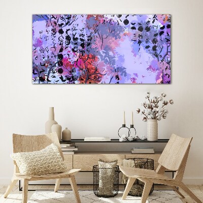 Abstract landscape with a Japanese accent Glass Print