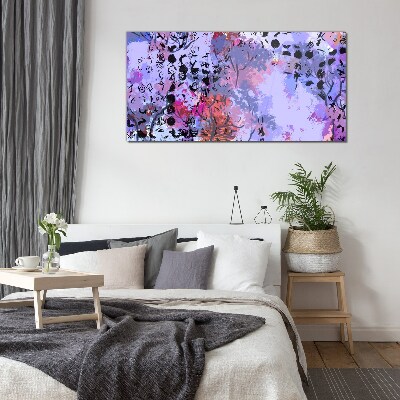 Abstract landscape with a Japanese accent Glass Print