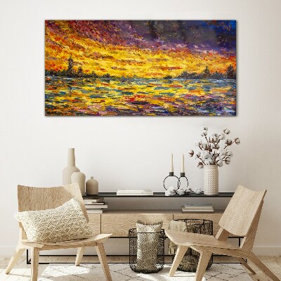 Abstract sunset Glass Print