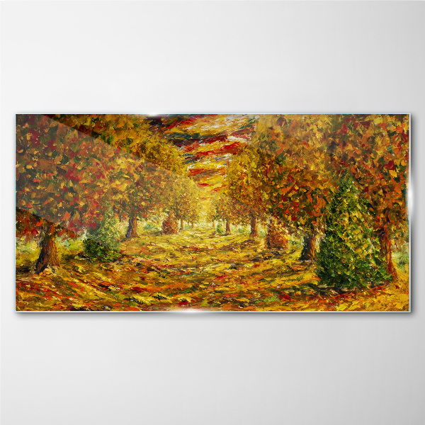 Golden autumn landscape Glass Print