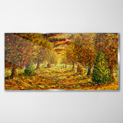 Golden autumn landscape Glass Print