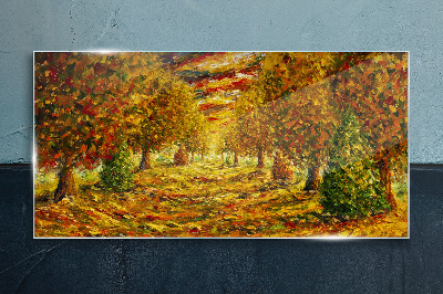 Golden autumn landscape Glass Print