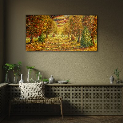 Golden autumn landscape Glass Print