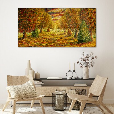 Golden autumn landscape Glass Print