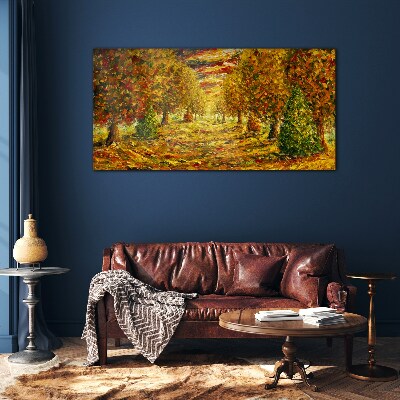 Golden autumn landscape Glass Print