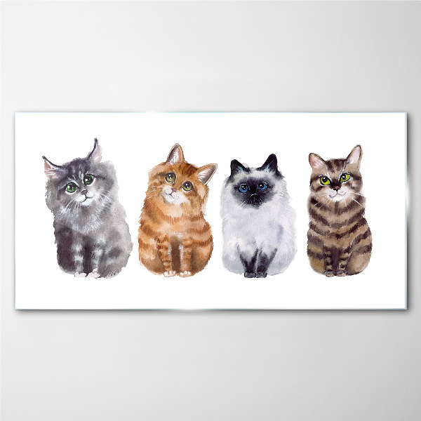 Cats in different shades Glass Print
