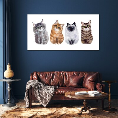 Cats in different shades Glass Print