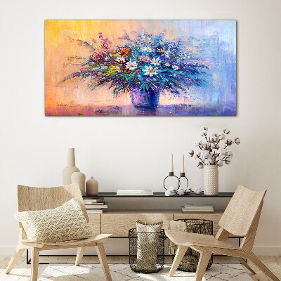 Abstract painting flowers Glass Print