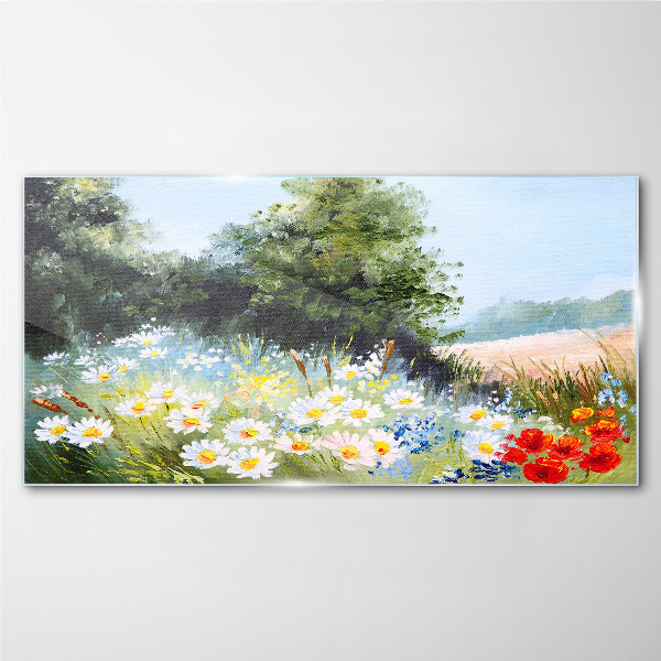 Summer meadows in full bloom Glass Wall Art