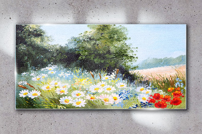 Summer meadows in full bloom Glass Wall Art