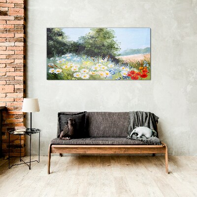 Summer meadows in full bloom Glass Wall Art