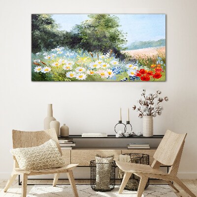 Summer meadows in full bloom Glass Wall Art