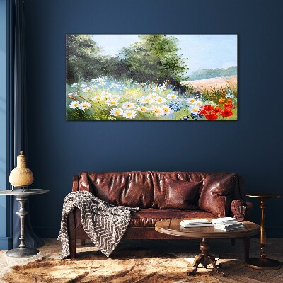 Summer meadows in full bloom Glass Wall Art