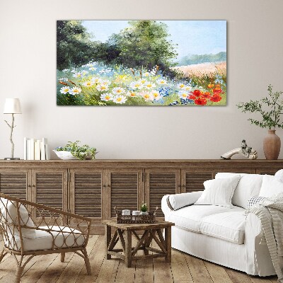 Summer meadows in full bloom Glass Wall Art