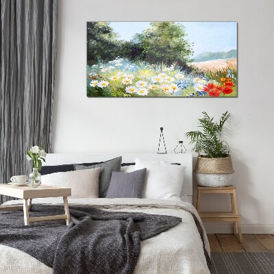 Summer meadows in full bloom Glass Wall Art