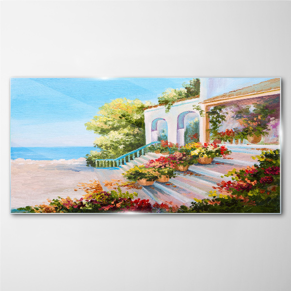 Summer seaside landscape Glass Wall Art
