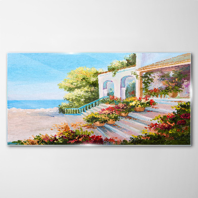 Summer seaside landscape Glass Wall Art