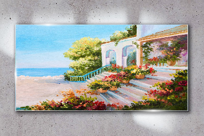 Summer seaside landscape Glass Wall Art