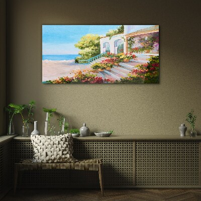 Summer seaside landscape Glass Wall Art