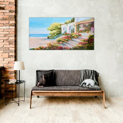 Summer seaside landscape Glass Wall Art