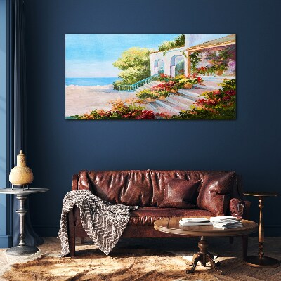 Summer seaside landscape Glass Wall Art