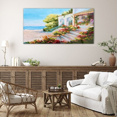 Summer seaside landscape Glass Wall Art