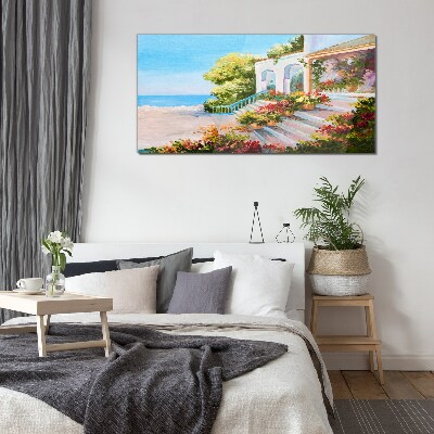 Summer seaside landscape Glass Wall Art