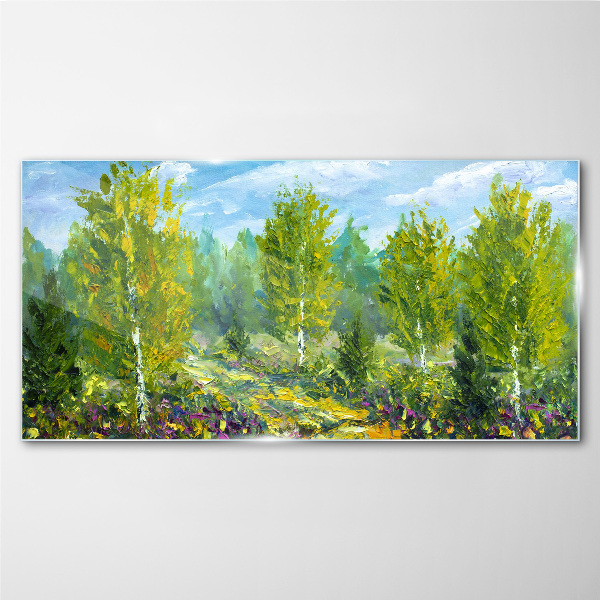 Spring trees in the green Glass Print