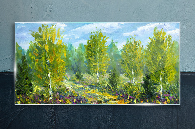 Spring trees in the green Glass Print